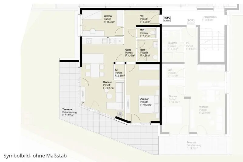 Neu bei ATH Immobilien: Ideale 3-Zimmer-Wohnung mit Terrasse